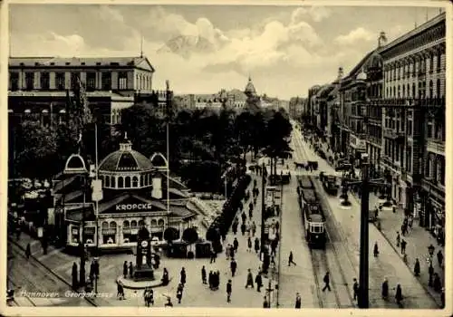 Ak Hannover in Niedersachsen, Georgstraße, Straßenbahn, Cafe Kröpcke