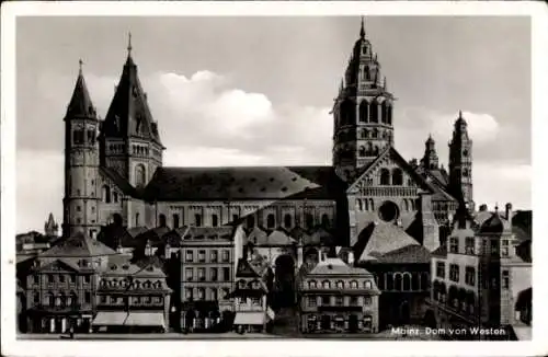 Ak Mainz am Rhein, Dom von Westen