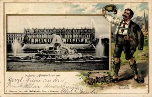 Präge Passepartout Ak Herrenchiemsee Chiemsee Oberbayern, Schloss