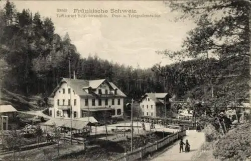 Ak Schüttersmühle Pottenstein in Oberfranken,  Fränkische Schweiz, Poststation, Telegrafenstation