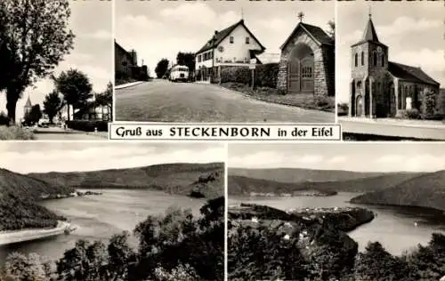 Ak Steckenborn Simmerath Eifel, Blick zum Ort, Fluß