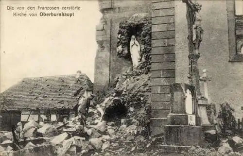 Ak Oberburnhaupt Haut Rhin, Zerstörte Kirche, Ruinen