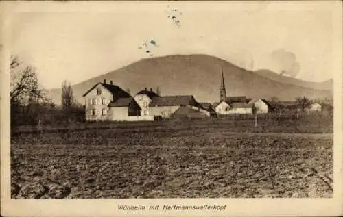 Ak Wuenheim Wünheim Haut Rhin, Panorama vom Ort und Hartmannsweilerkopf