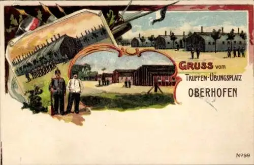 Litho Haguenau Hagenau Elsass Bas Rhin, Truppenübungsplatz, Baracken