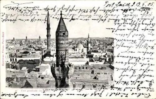 Ak Port Said Ägypten, Blick auf den Ort, Minarette, Moschee