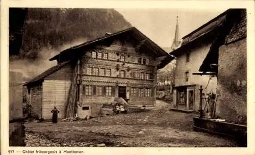 Ak Montbovon Kt. Freiburg, Chalet fribourgeois, Berghütte