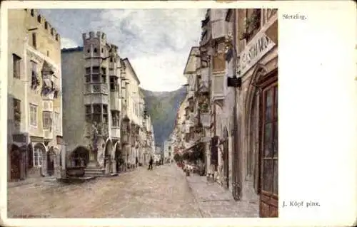 Künstler Ak Köpf, J., Sterzing Vipiteno Südtirol, Hauptstraße mit Rathaus