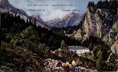 Ak Sankt Magdalena im Halltal in Tirol, Berglandschaft, Die Herrenhäuser, Roßkopf, Lafatscher