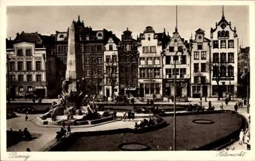 Ak Gdańsk Danzig, Holzmarkt, Obelisk
