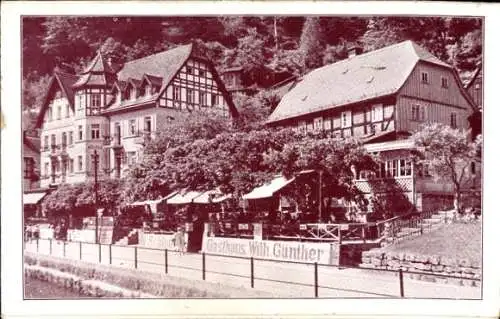 Klapp Ak Herrnskretschen Region Aussig, Gasthof Wilh. Günther