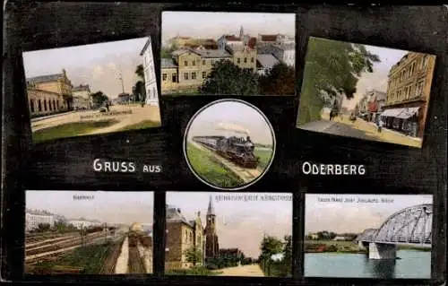Ak Bohumín Oderberg Reg. Mährisch Schlesien, Kath. Kirche, Ringstraße, Bahnhof, Franz Josef Brücke