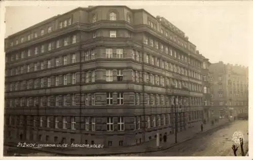 Ak Žižkov Zischkaberg Praha Prag, Gebäude an der Gregorova Straße, historische Architektur