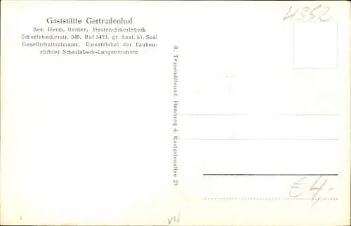 Ak Scherlebeck Herten Ruhrgebiet, Gaststätte Gertrudenhof, Innenansicht