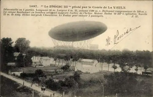 CPA Le Zodiac III pilote par le Comte de La Vaulx