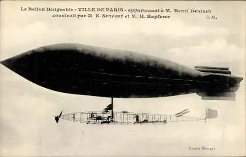 Ak  Französisches Militär-Luftschiff Ville de Paris, Place de Verdun