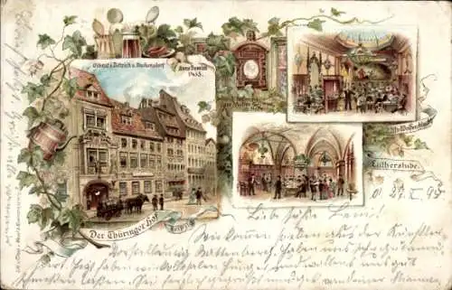 Litho Leipzig in Sachsen, Thüringer Hof, Lutherstube, Wolfsschlucht