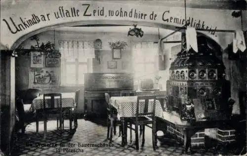 Ak Pötzscha Wehlen an der Elbe Sächsische Schweiz, Inneres der Bauernschänke