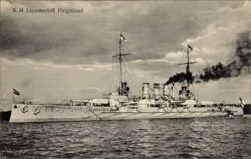 Ak Deutsches Kriegsschiff, SMS Helgoland, Linienschiff, Kaiserliche Marine, GLK