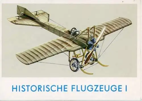 12 Ansichtskarten von historischen Flugzeugen im Umschlag, Bild & Heimat