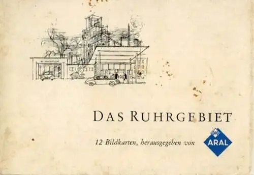 Set von 12 Ak im Umschlag, Das Ruhrgebiet, Aral Reklame