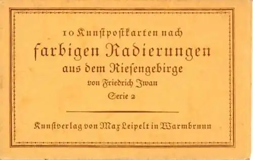 Set von 10 Ak im Umschlag, Friedrich Iwan, Riesengebirge Serie 2