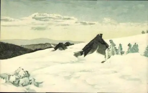 Set von 10 Ak im Umschlag, Friedrich Iwan, Riesengebirge Serie 2