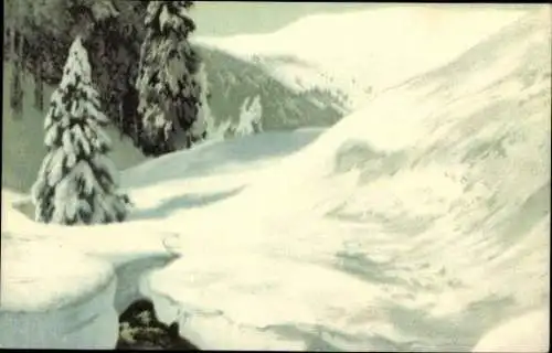 Set von 10 Ak im Umschlag, Friedrich Iwan, Riesengebirge Serie 2