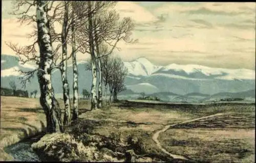 Set von 10 Ak im Umschlag, Friedrich Iwan, Riesengebirge Serie 2