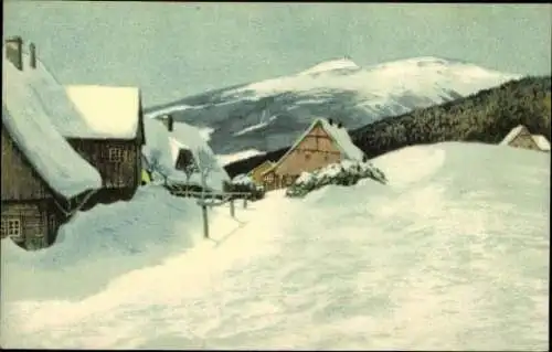 Set von 10 Ak im Umschlag, Friedrich Iwan, Riesengebirge Serie 2