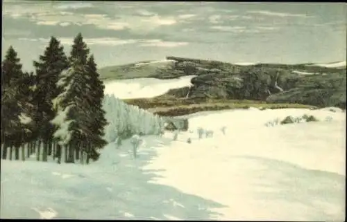 Set von 10 Ak im Umschlag, Friedrich Iwan, Riesengebirge Serie 2