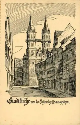 Kleiner Führer durch Meiningen mit 12 Künstler Ak von Georg Litte