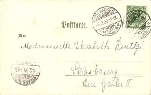 Litho Mulhouse Mülhausen Elsass Haut Rhin, Rathaus, Neuquartierplatz, Kreisdirektion