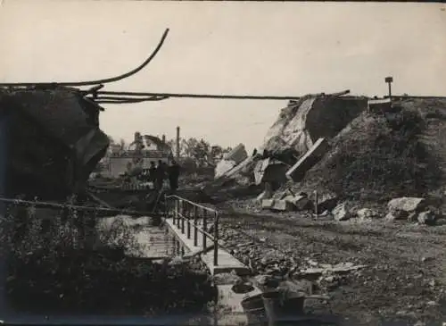 Foto Creil Erquelinnes Wallonien Hennegau, Pont sur la Grande Vesse, Kriegszerstörung I. WK