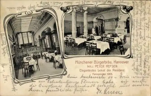 Ak Hannover in Niedersachsen, Münchener Bürgerbräu, Innenansicht