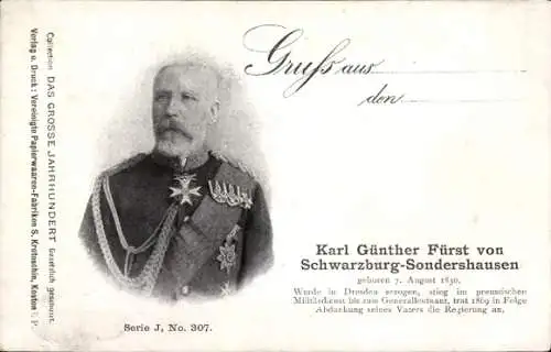 Ak Fürst Karl Günther von Schwarzburg Sondershausen, Portrait, Reklame Esser's Seifenpulver