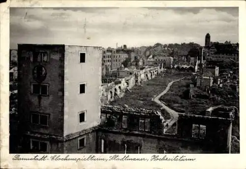 Ak Darmstadt in Hessen, Glockenspielturm, Stadtmauer, Hochzeitsturm
