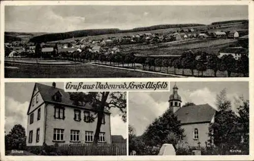 Ak Vadenrod Schwalmtal in Hessen, Gesamtansicht, Schule, Kirche