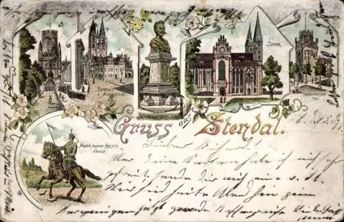 Litho Stendal in der Altmark, Dom, Tor, Büste