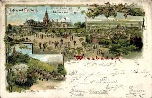 Litho Wiesbaden in Hessen, Neroberg, Hotel-Restaurant