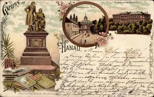Litho Hanau am Main, Frankfurter Tor, Denkmal, Zeichnen-Akademie