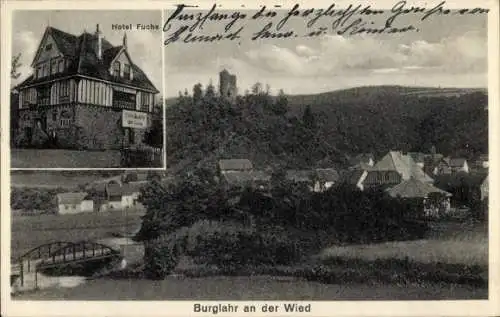 Ak Burglahr im Westerwald, Gesamtansicht, Hotel Fuchs