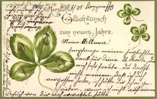 Ak Glückwunsch Neujahr, Kleeblätter