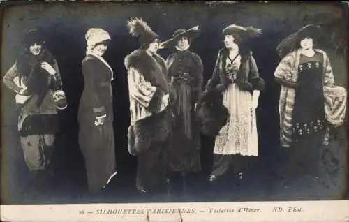 Ak Silhouettes Parisiennes, Toilettes d'Hiver