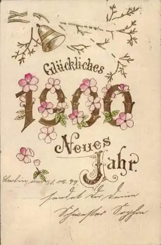Präge Ak Neujahr, Jahreszahl 1900