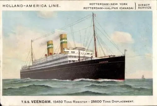 Ak Dampfer T.S.S. Veendam, Holland America Line, HAL
