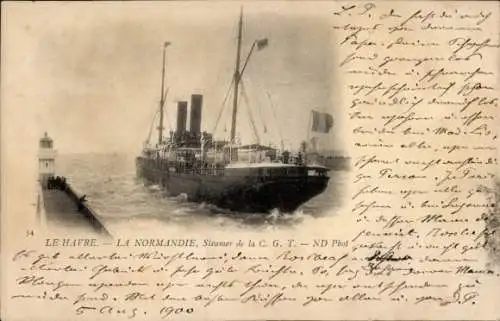 CPA Le Havre Seine Maritime, Steamer Normandie, CGT