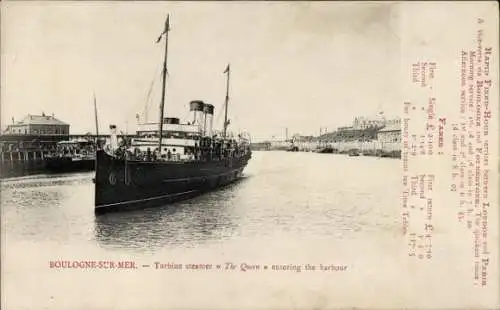 CPA Boulogne sur Mer, Turbine steamer The Queen