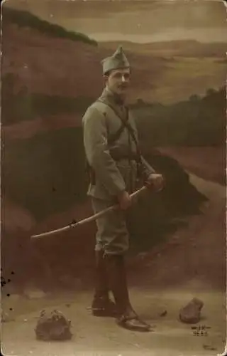 Ak Französischer Soldat in Uniform, Portrait