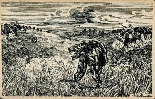 Künstler Ak Belindar, Leopardenjagd