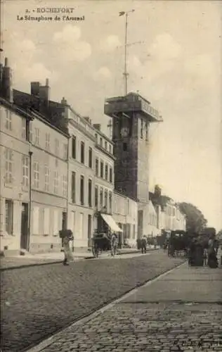 Ak Rochefort sur Mer Charente Maritime, Hafen, Semaphor, Straßenszene